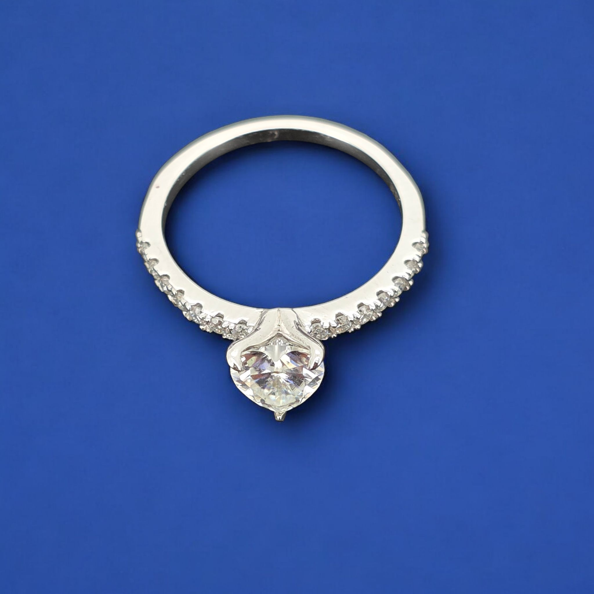 925 Silver Moissanite Heard Accented Ring 1.10 CTW