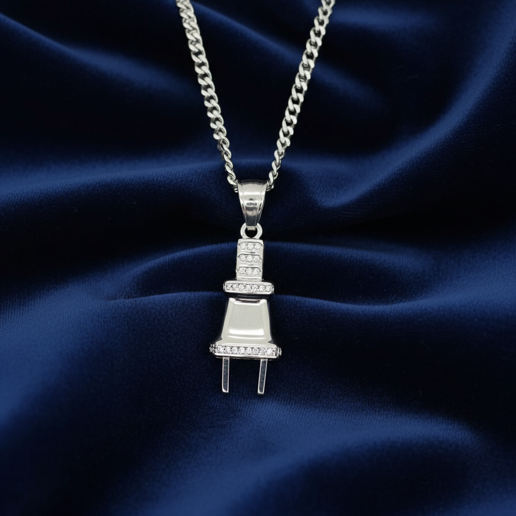 Stainless Steel Plug Charm and Chain Combo 24" at Flawless Jewelry