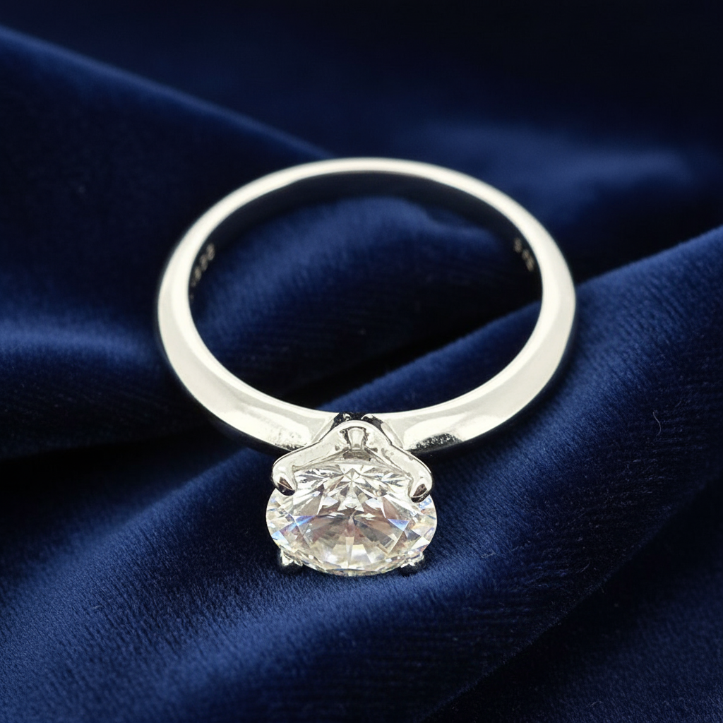 925 Silver Moissanite Round solitaire Ring 2 CTW at Flawless Jewelry