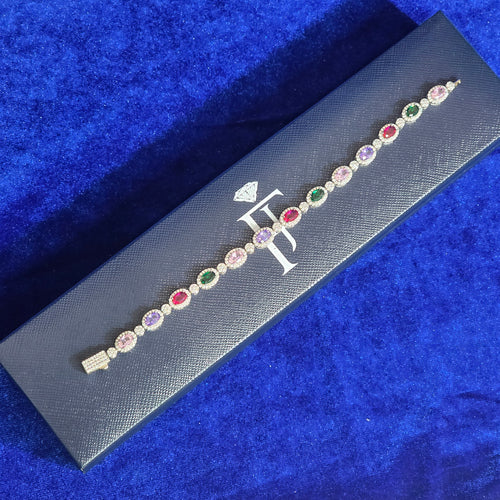 925 Silver Moissanite Colored Bracelet.
