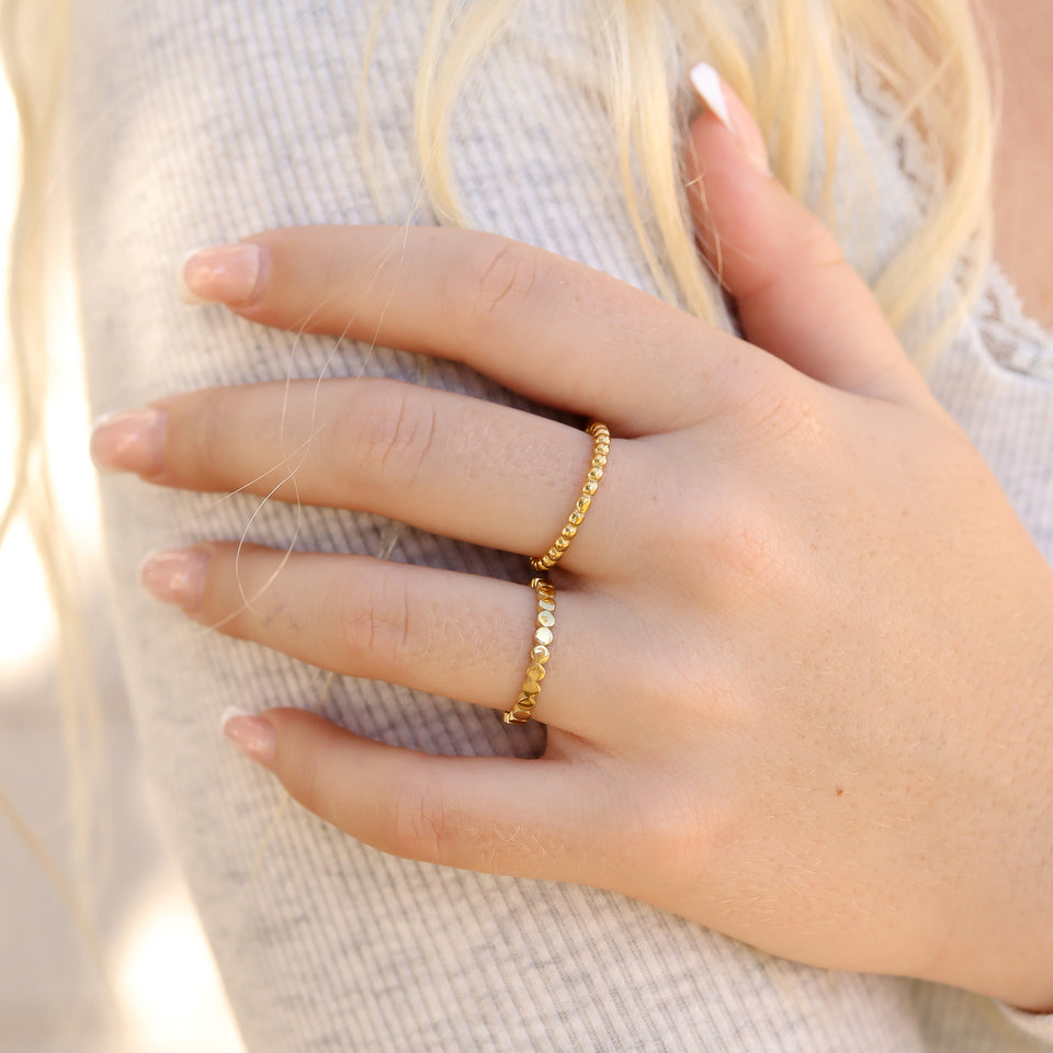 18K Gold PVD Stainless Steel Flat Circle Stacking Ring