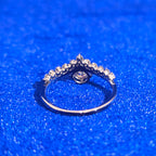 925 Silver Moissanite Round Accented Ring