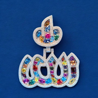 925 Silver Moissanite Color Allah Pendant 4.42 CTW at Flawless Jewelry