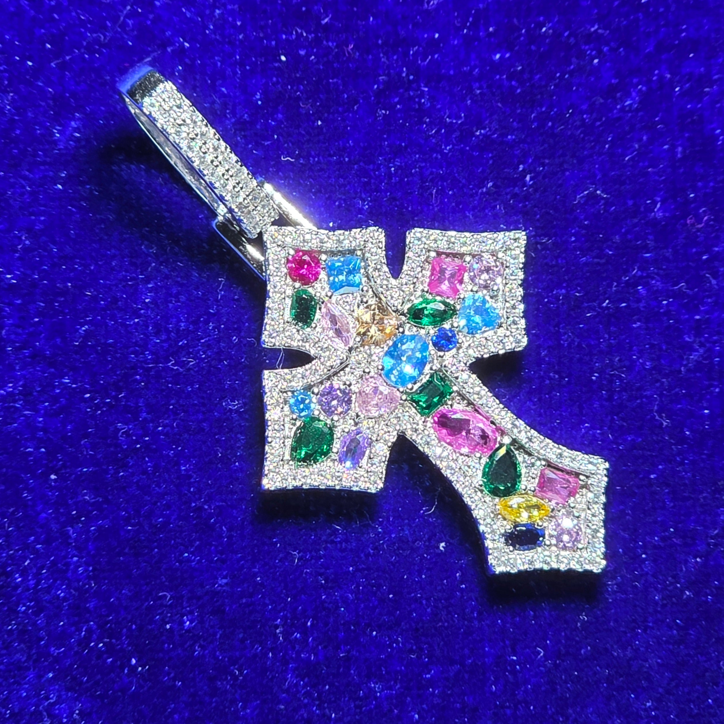 925 Silver Moissanite Gemstone Cross Pendent.