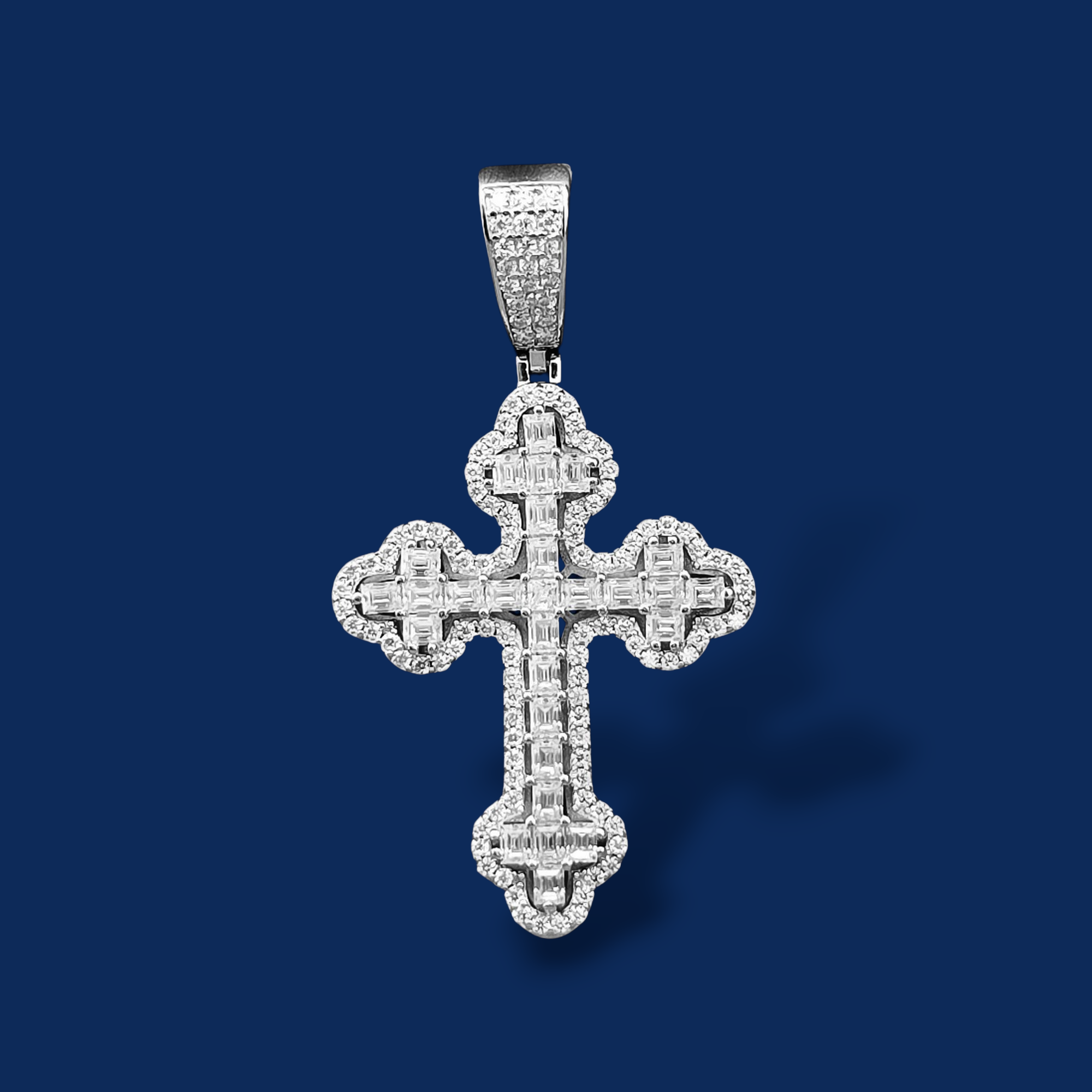 925 Silver Moissanite Cross Pendant 2.70 CTW