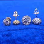 925 Silver Moissanite Solitaire Clusters Earrings.