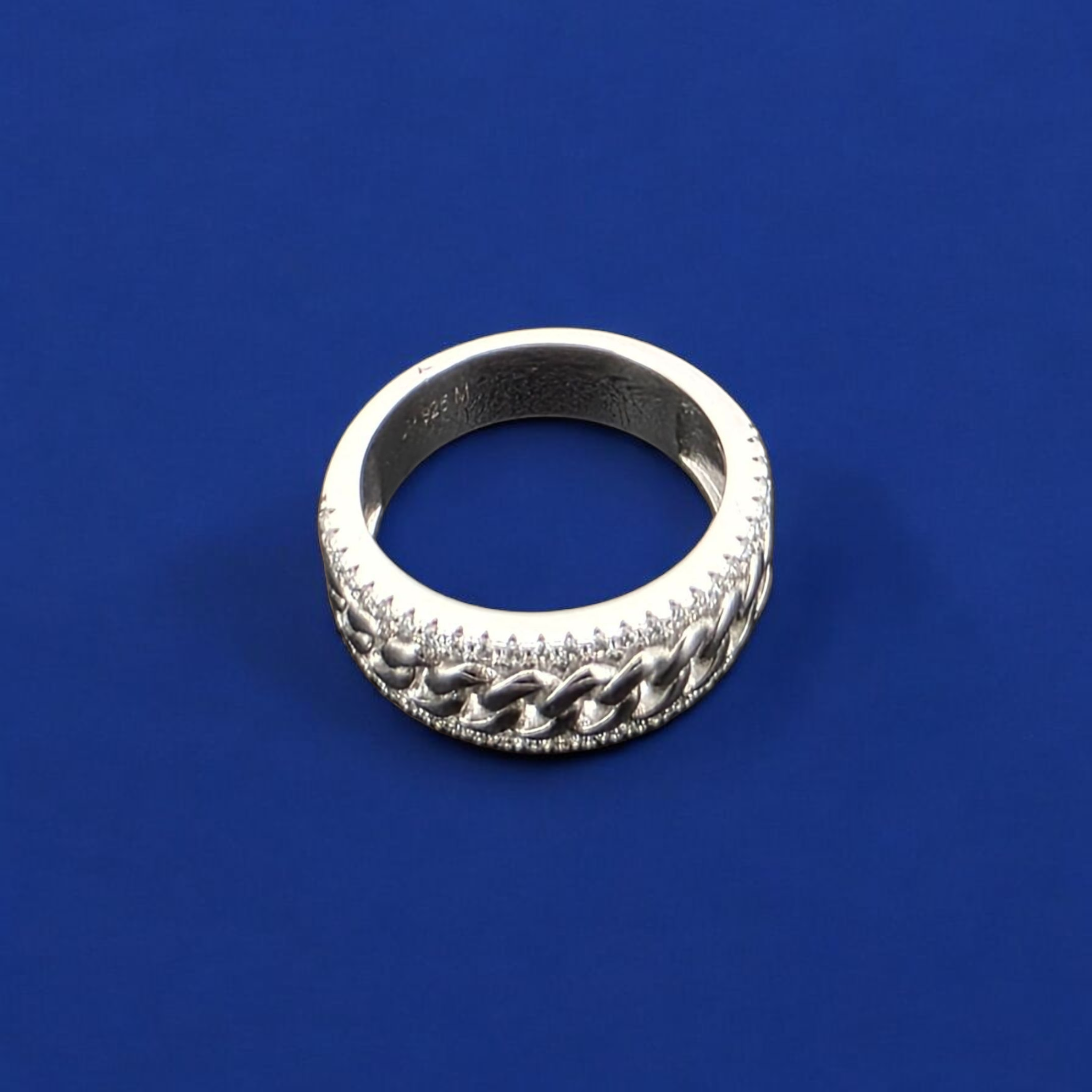 925 Silver Moissanite Cuban Link Band Ring