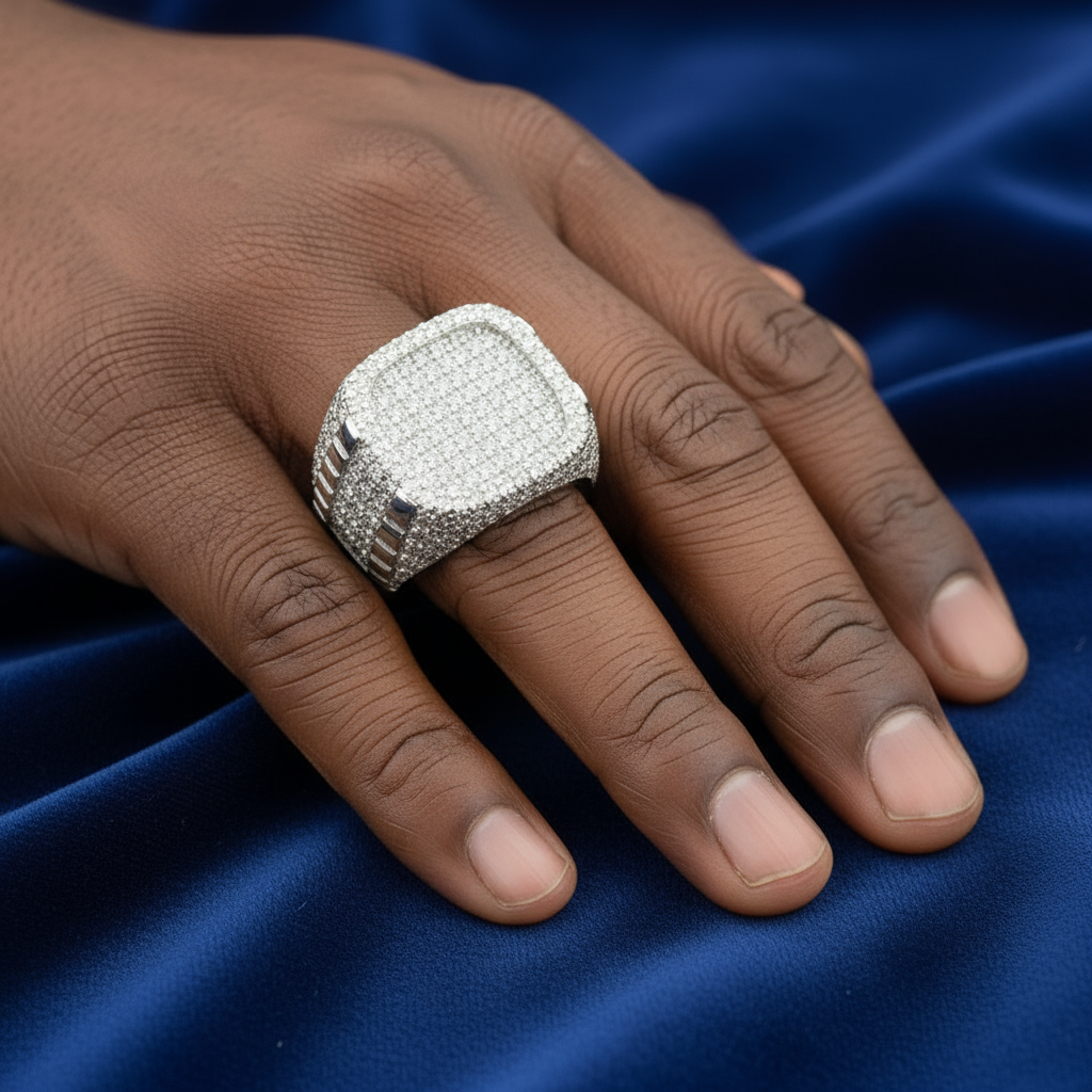 925 Silver Moissanite Signet Ring