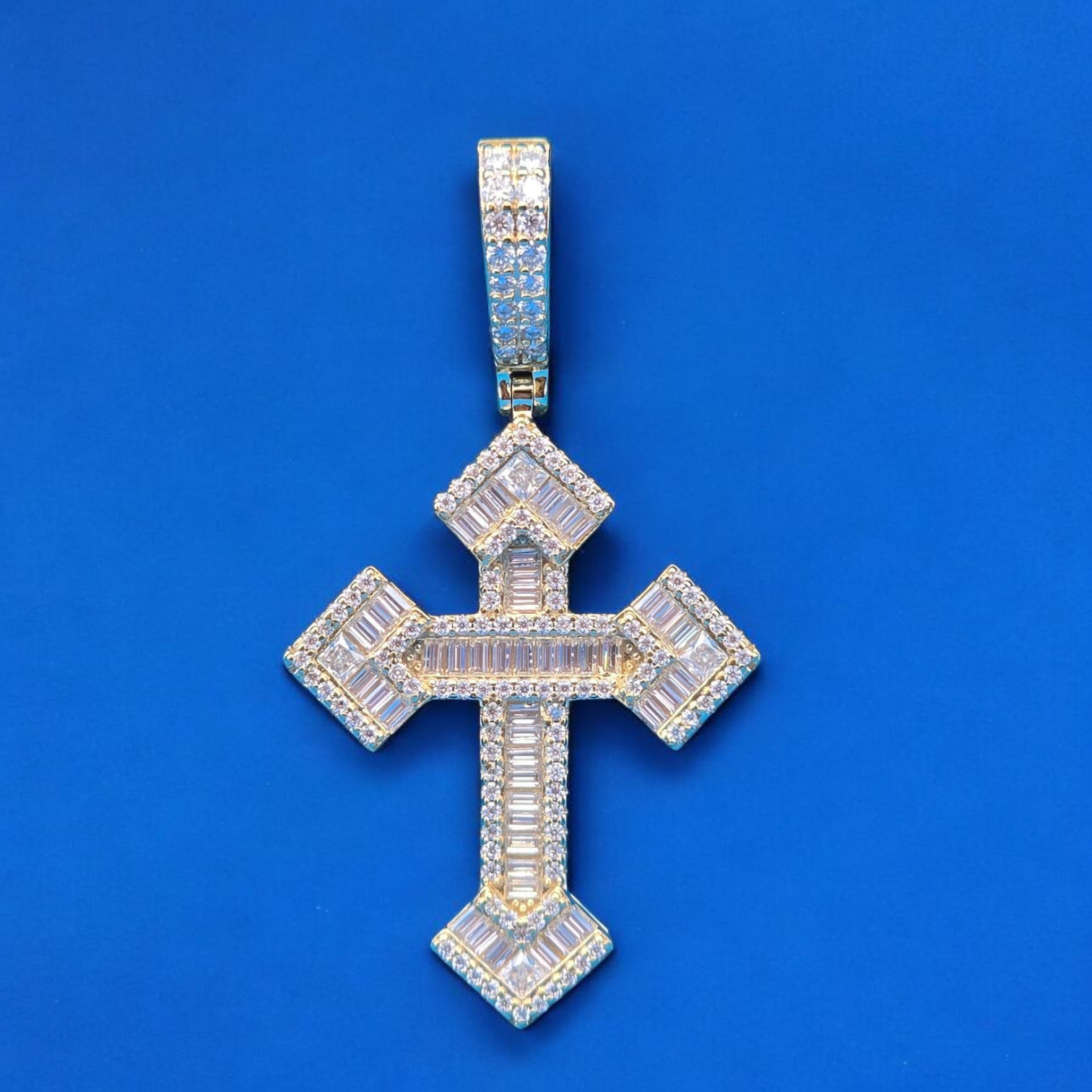 925 Silver Moissanite Spiritual Cross Pendant 1.05 CTW