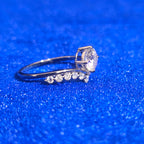 925 Silver Moissanite Round Accented Ring
