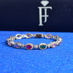 925 Silver Moissanite Colored Bracelet.