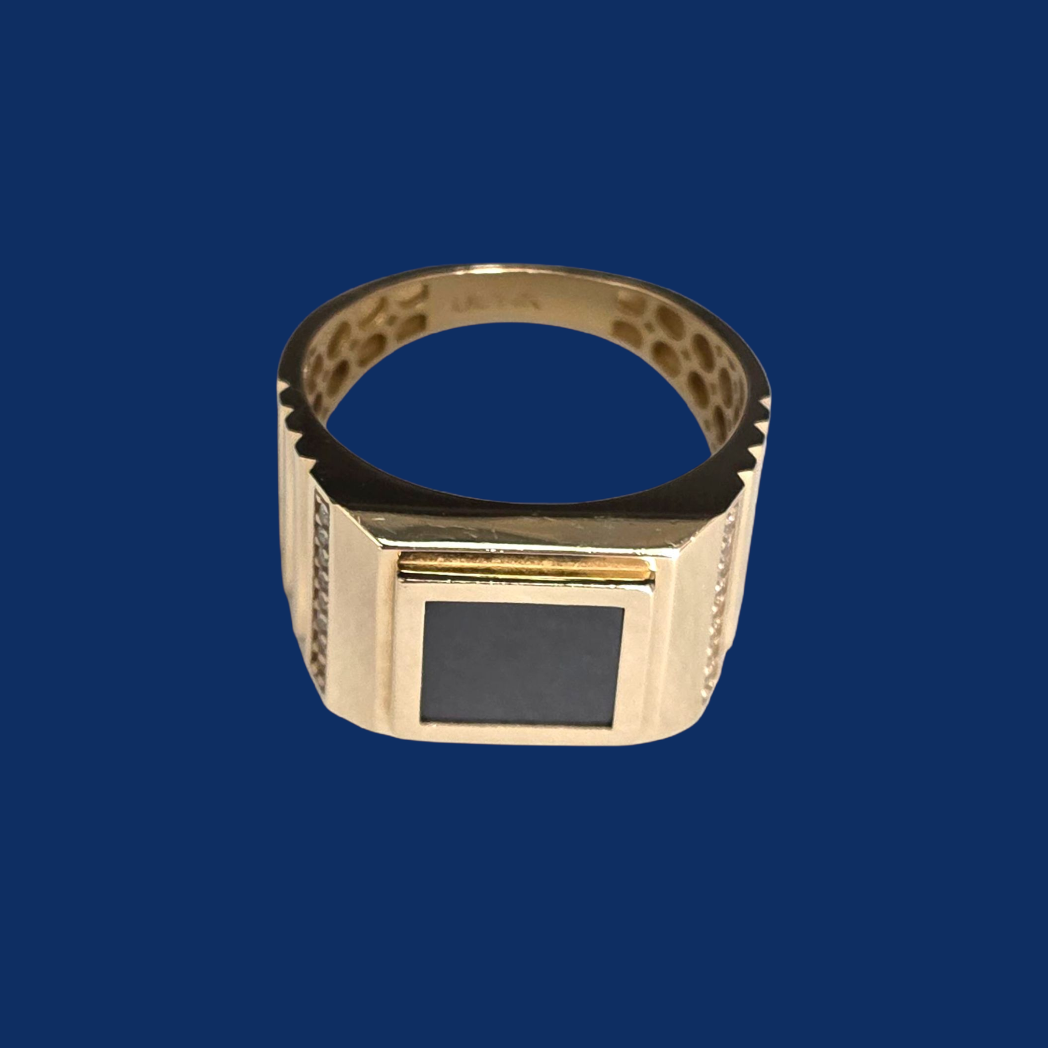 14k Gold Onyx Mens Ring
