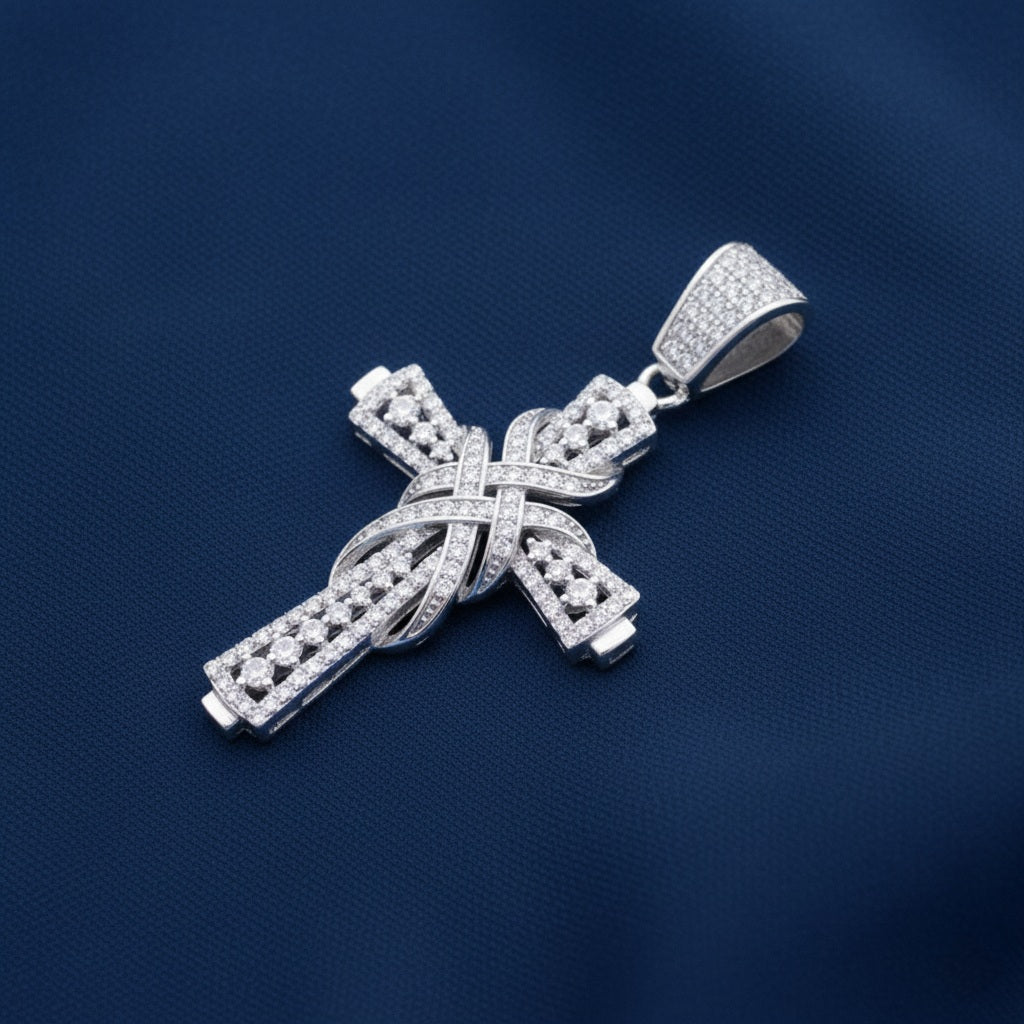Silver Moissanite Timeless Cross Pendant  1.30 CTW at Flawless Jewelry
