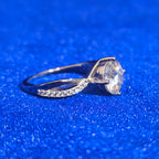 925 Silver Moissanite Round Accented Ring