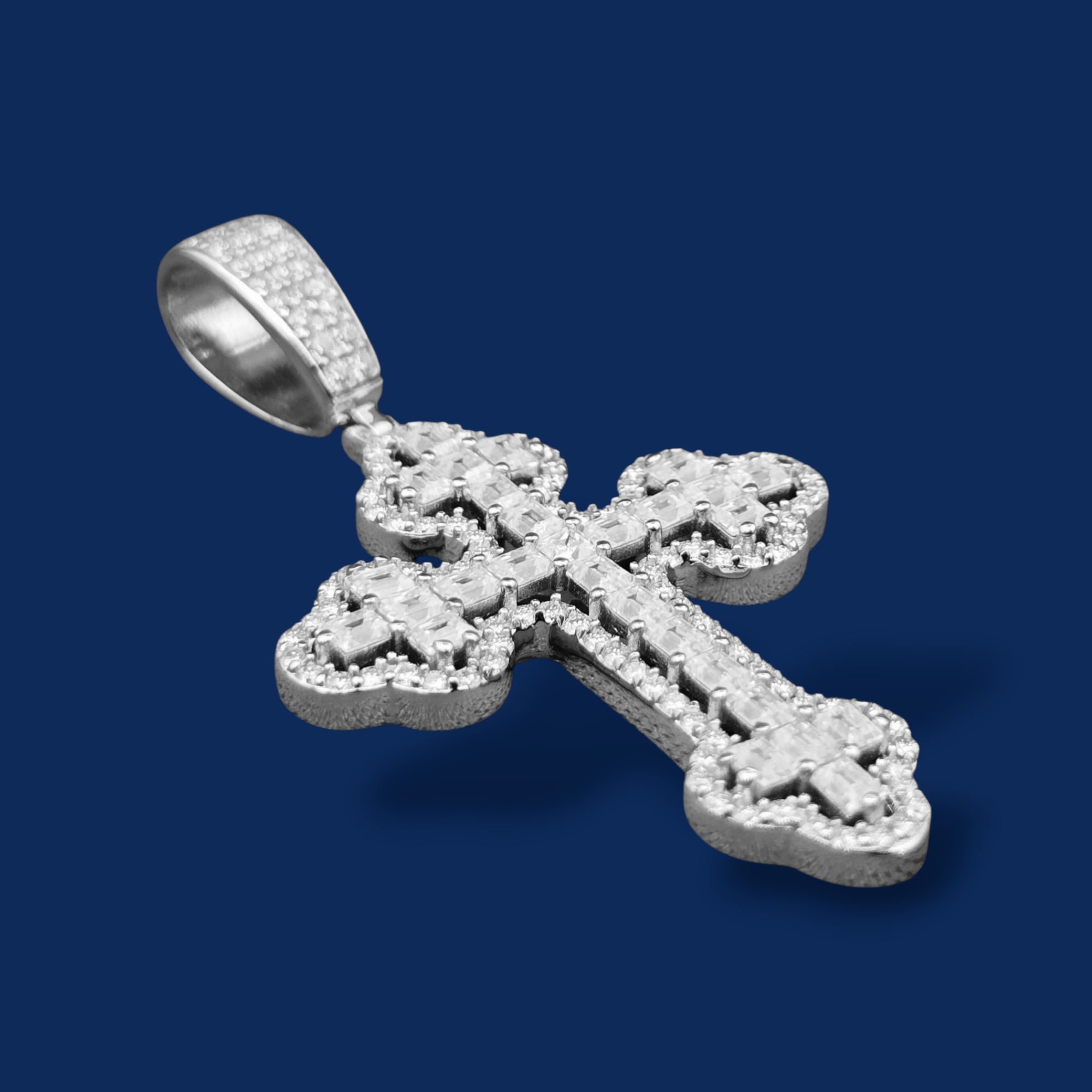 925 Silver Moissanite Cross Pendant 2.70 CTW