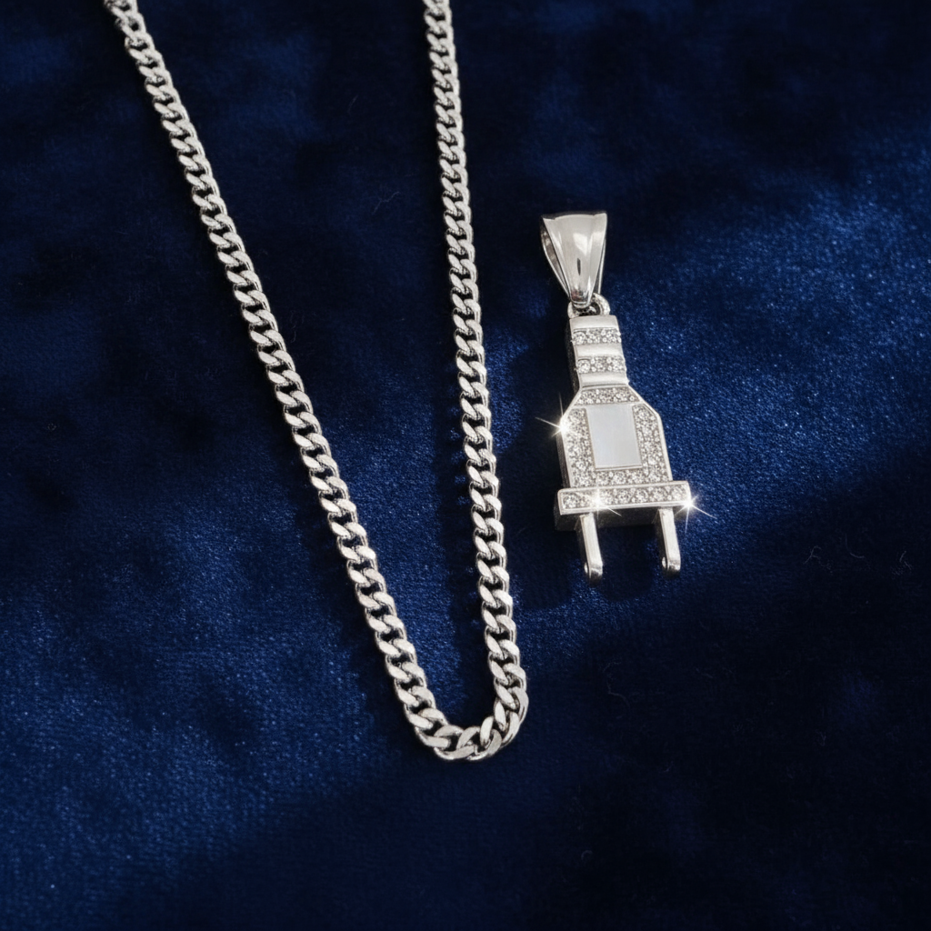 Stainless Steel Plug Pendent and Chain Combo 24'' at Flawless Jewelry