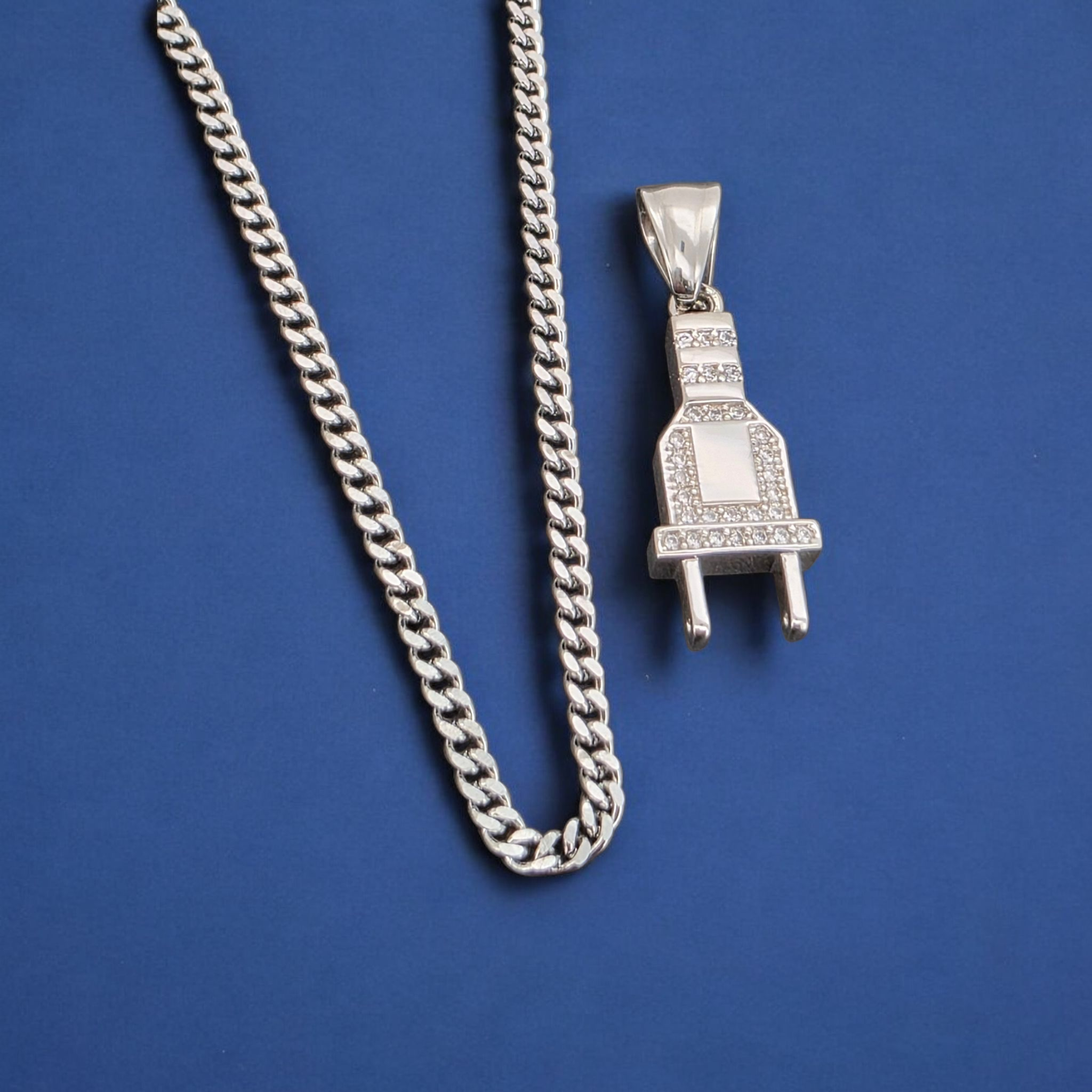 Stainless Steel Plug Pendent and Chain Combo 24''
