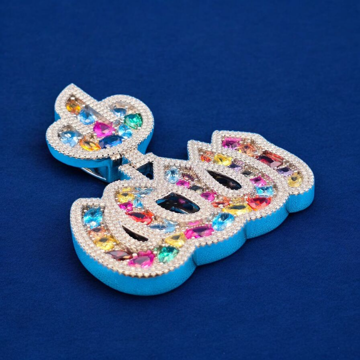 925 Silver Moissanite Color Allah Pendant 4.42 CTW at Flawless Jewelry