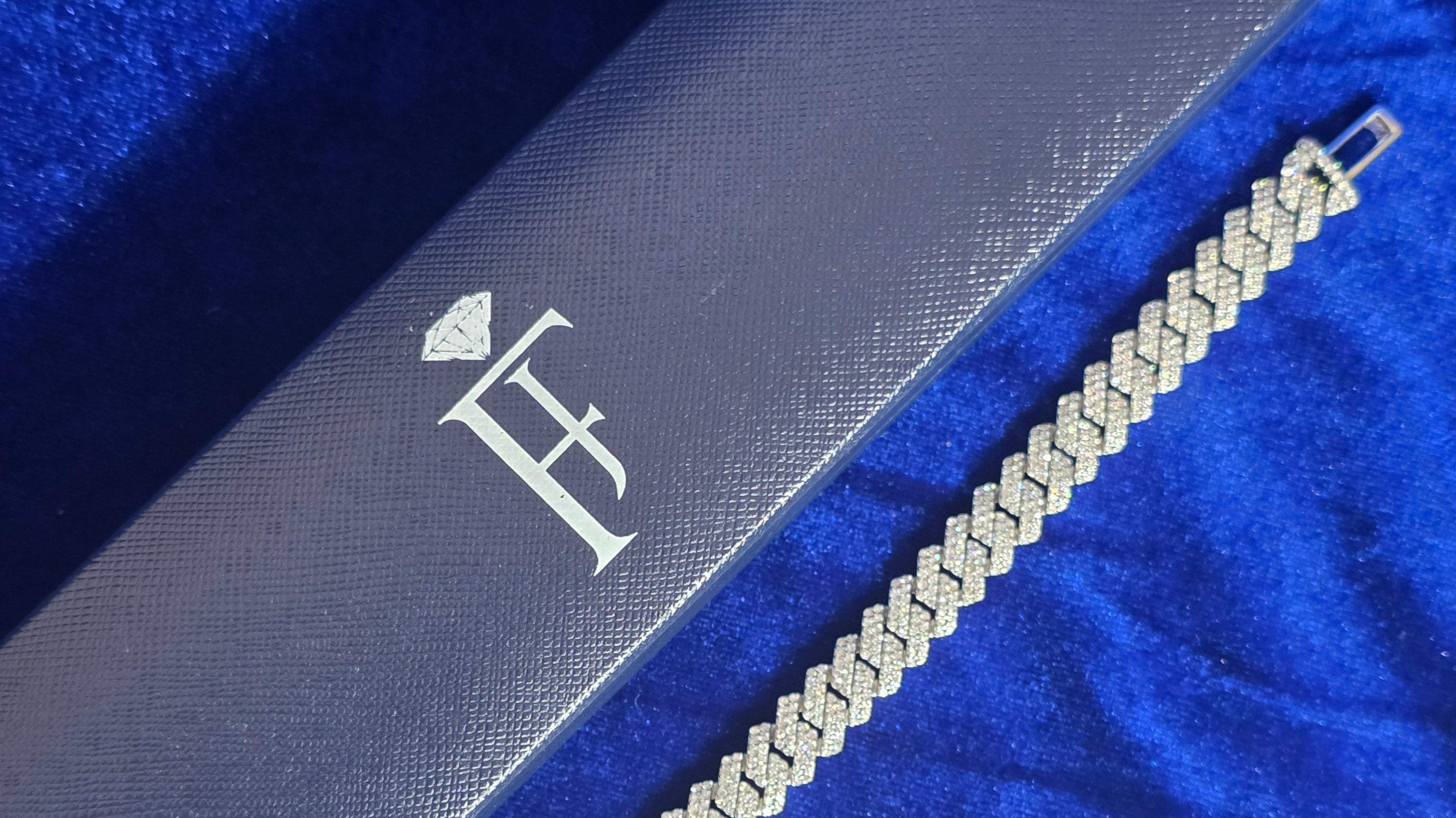 925 Silver Moissanite Cuban Prong Link Bracelet 10MM.