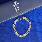 925 Silver Moissanite Prong Link Bracelet 8MM.