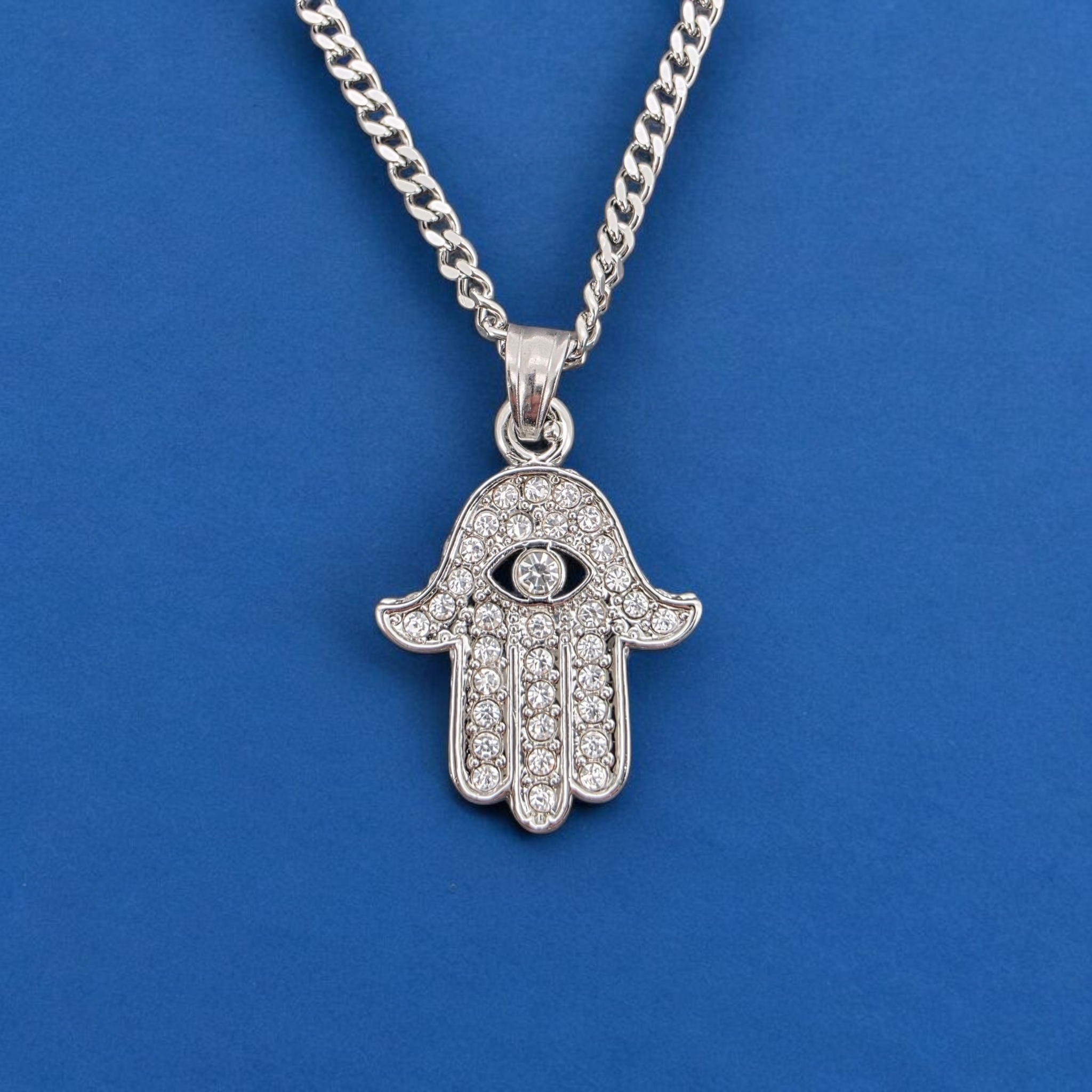 Stainless Steel Hamsa Pendant and Chain Combo 24''