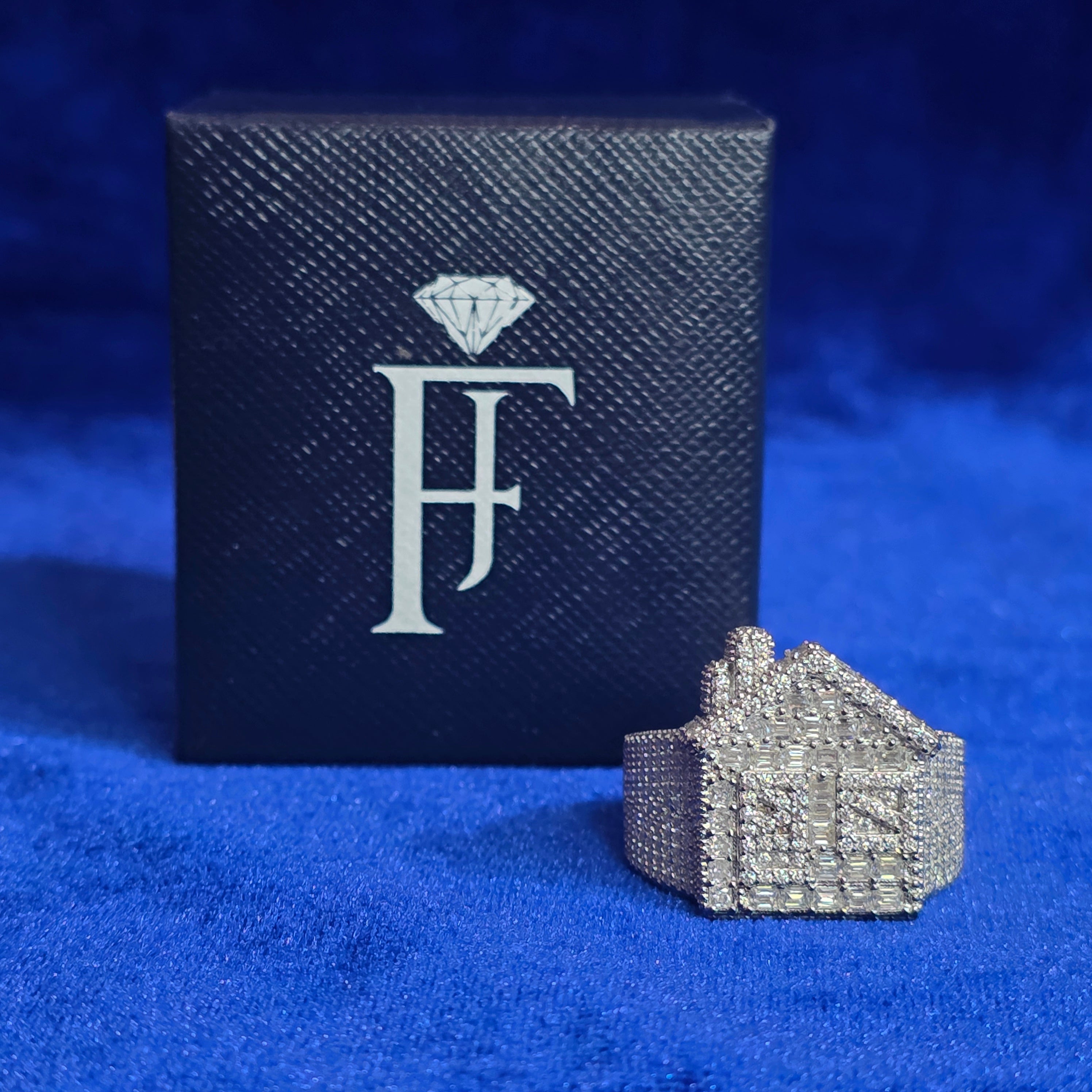 925 Silver Moissanite CUSTOM Trap House Ring.