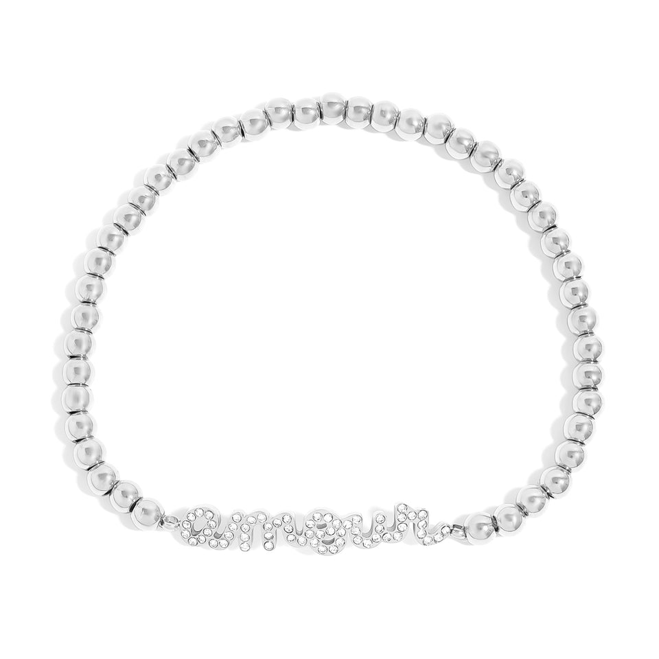 18K Gold PVD Stainless Steel Stone Bee Metal Beaded Stretch Bracelet