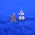 925 Silver Moissanite Square Cluster Earrings