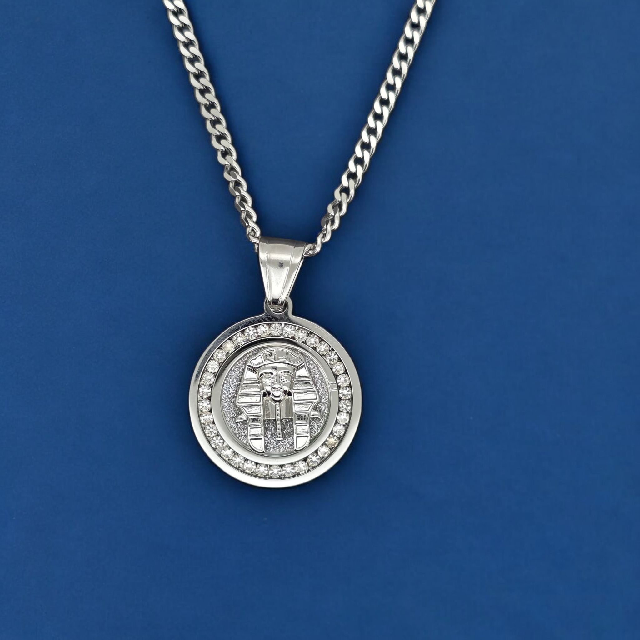 Stainless Steel Pharoah Pendent and Chain Combo 24"