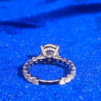 925 Silver Moissanite Round Halo Accented Ring