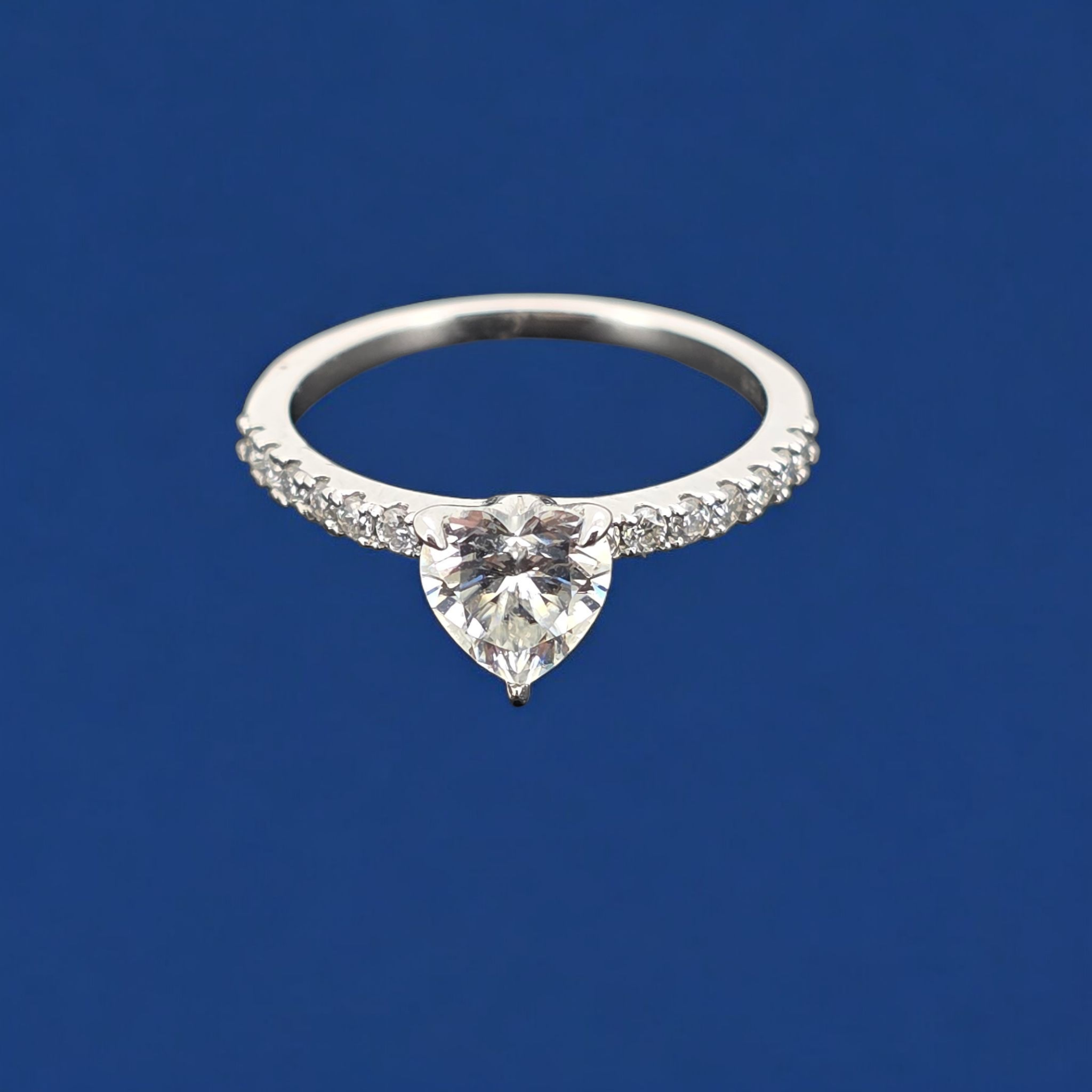 925 Silver Moissanite Heard Accented Ring 1.10 CTW