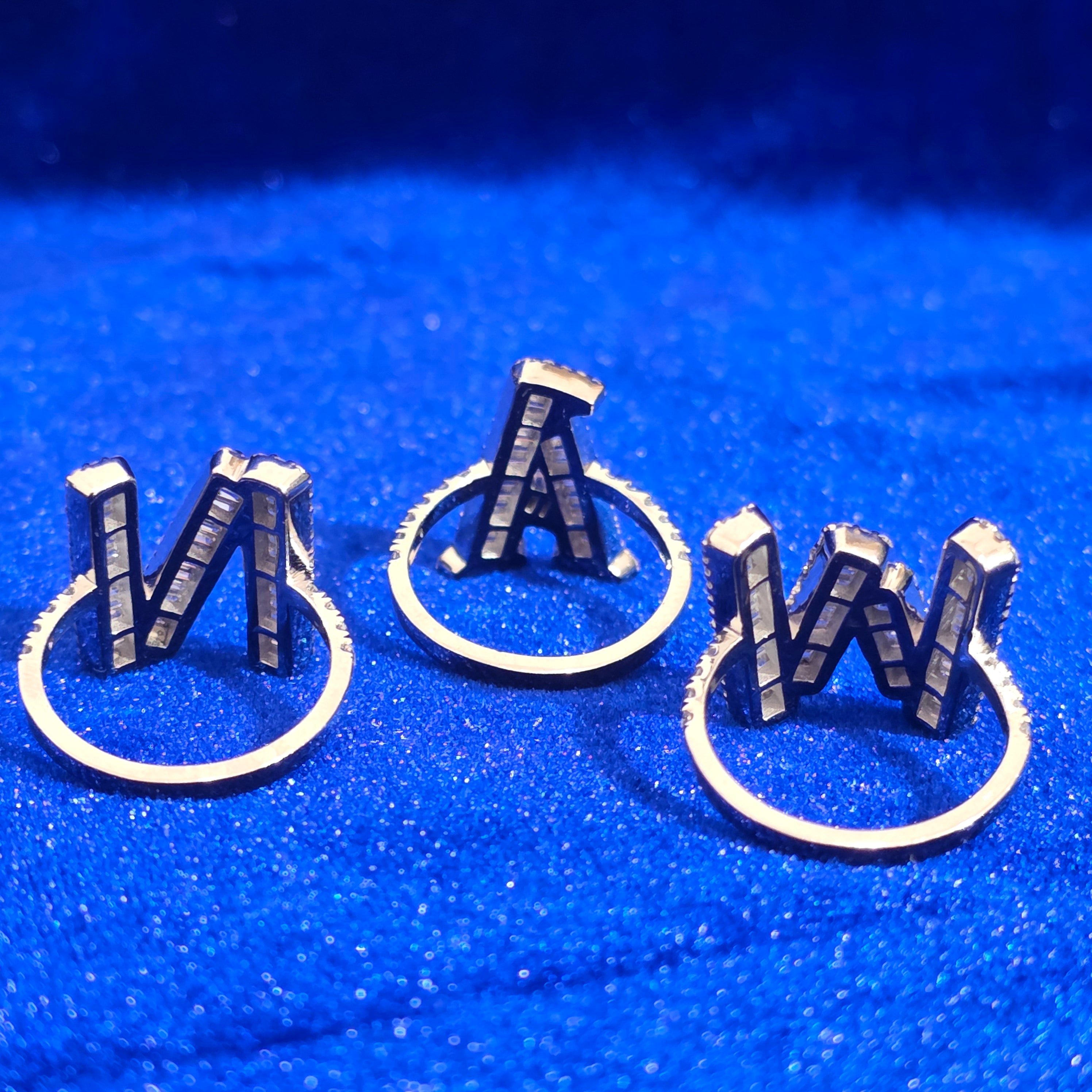 925 Silver Moissanite Custom Initial Rings