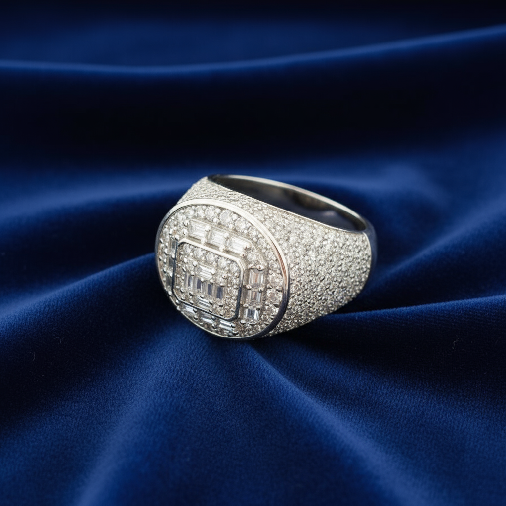 925 Silver Moissanite Signet Ring at Flawless Jewelry