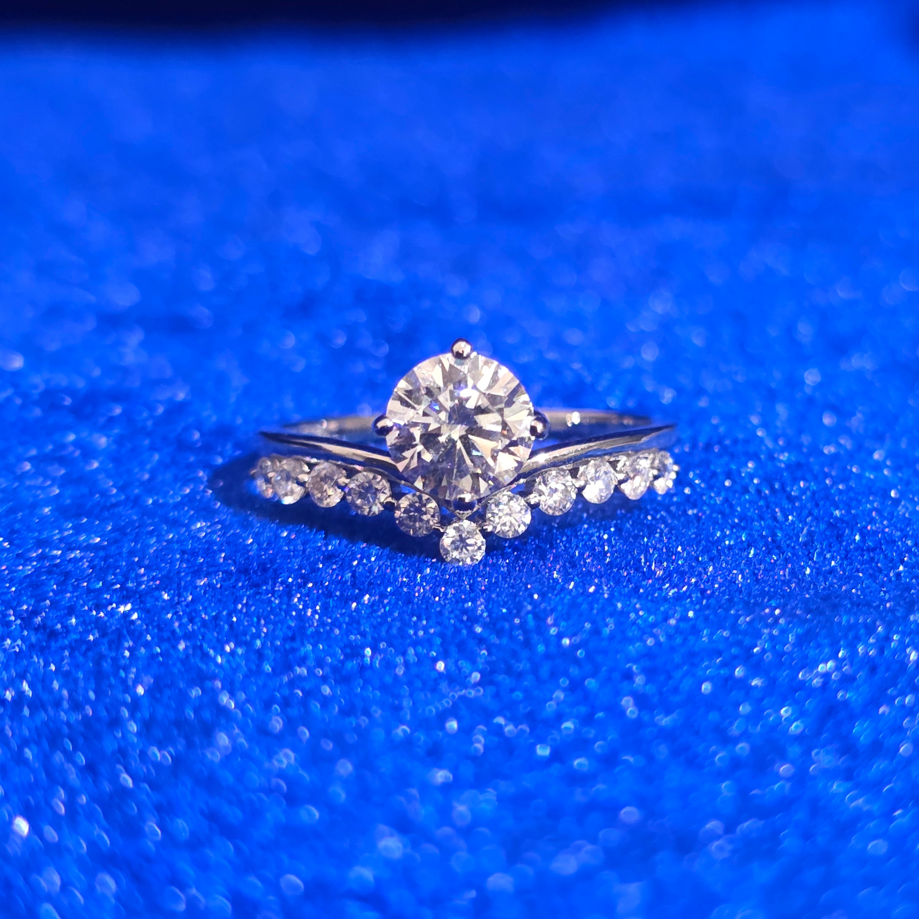 925 Silver Moissanite Round Accented Ring