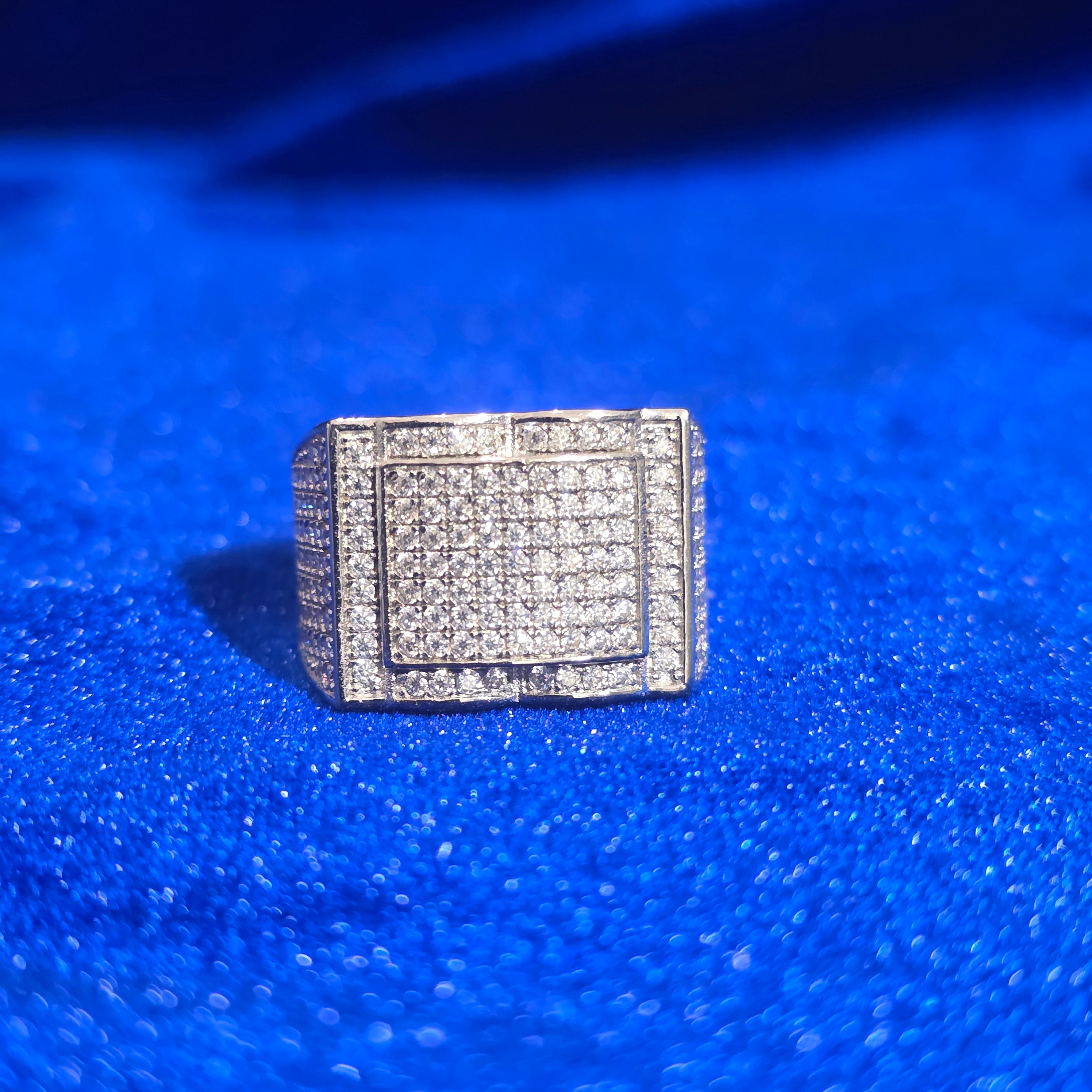 925 Silver Moissanite Square Ring