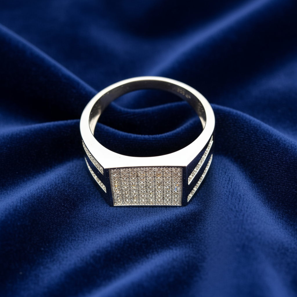 925 Silver Moissanite Square Ring at Flawless Jewelry