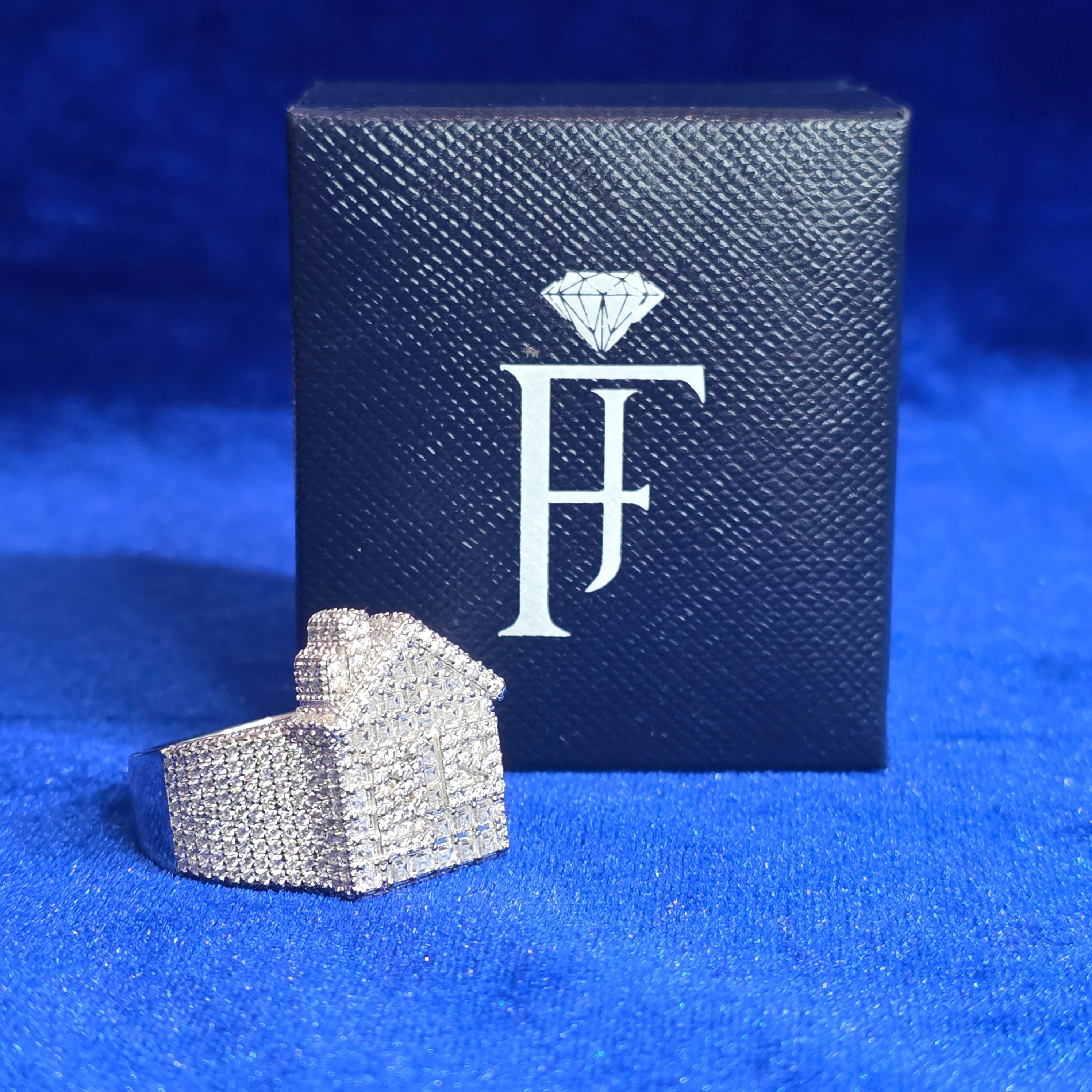 925 Silver Moissanite CUSTOM Trap House Ring.