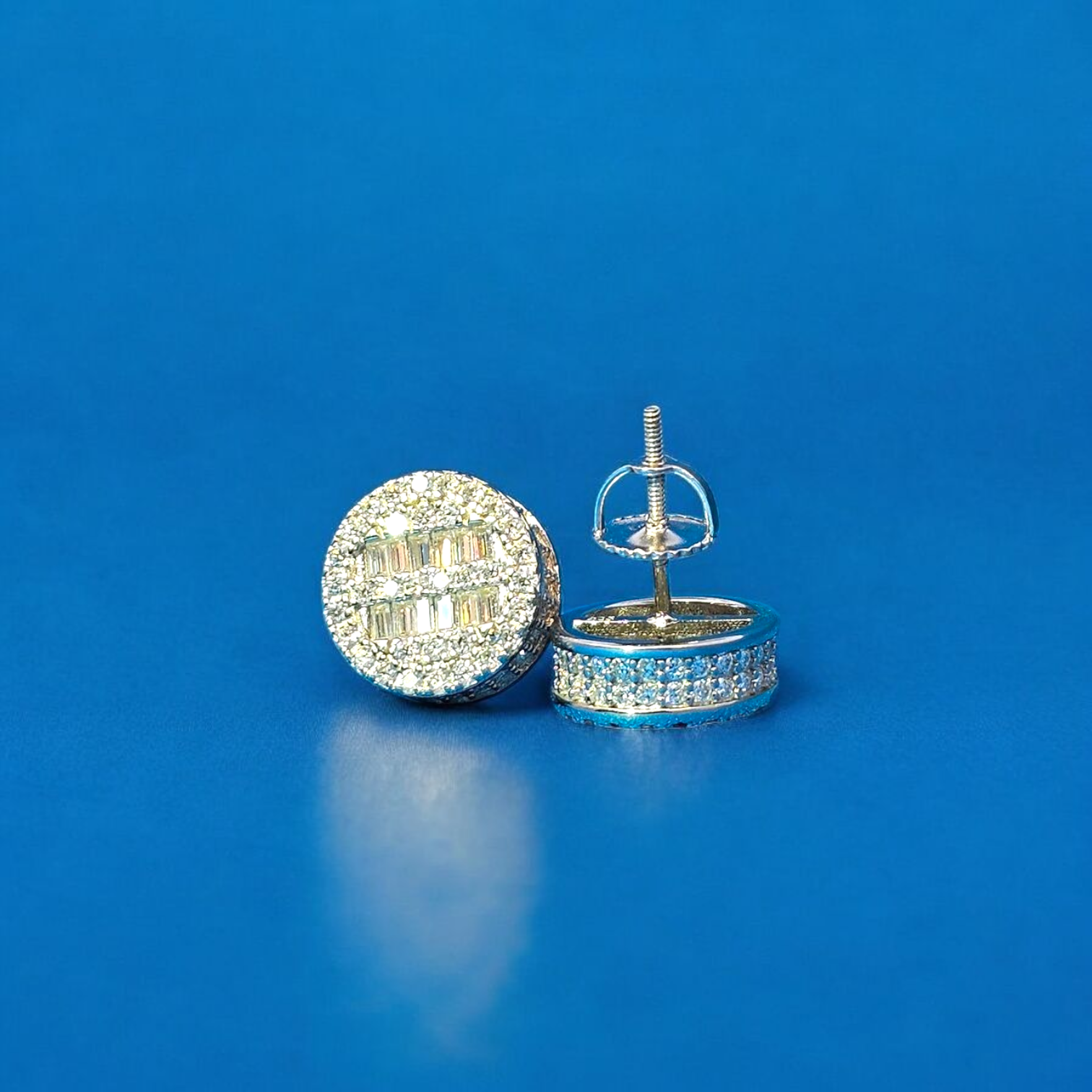 925 Silver Moissanite Round Baguette Earrings 1.73 CTW