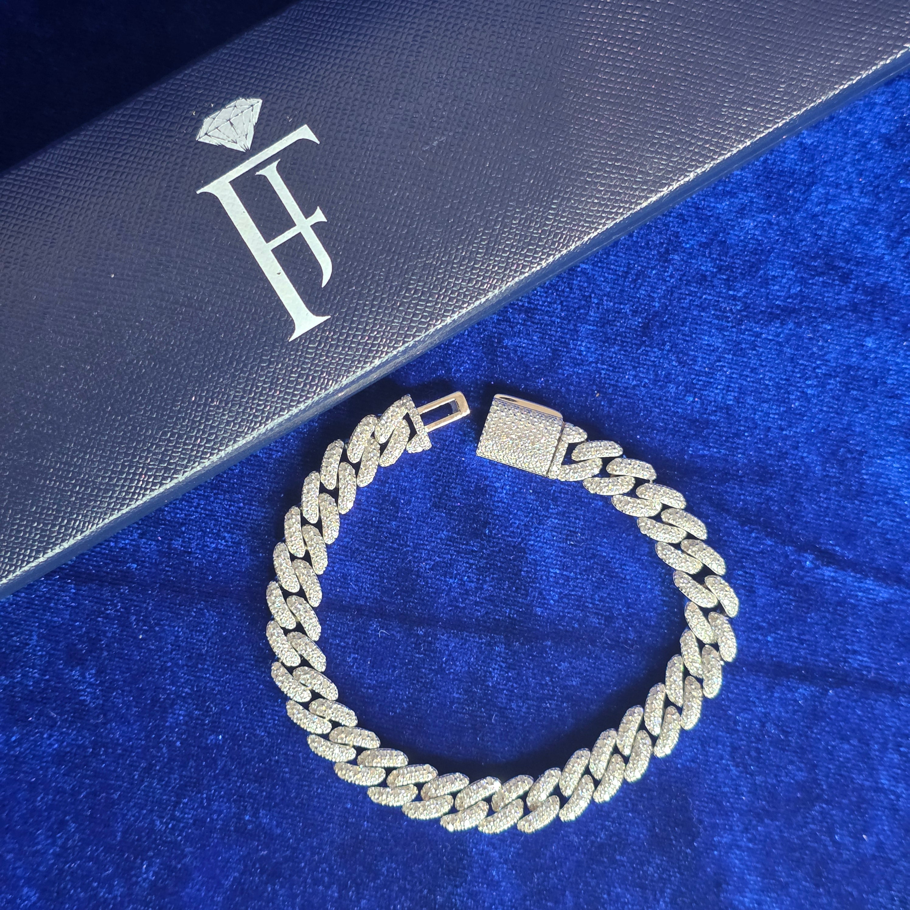 925 Silver Moissanite Cuban Link Bracelet 9MM