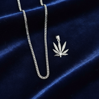 Stainless Steel Leaf Pendent and Chain Combo 24" at Flawless Jewelry