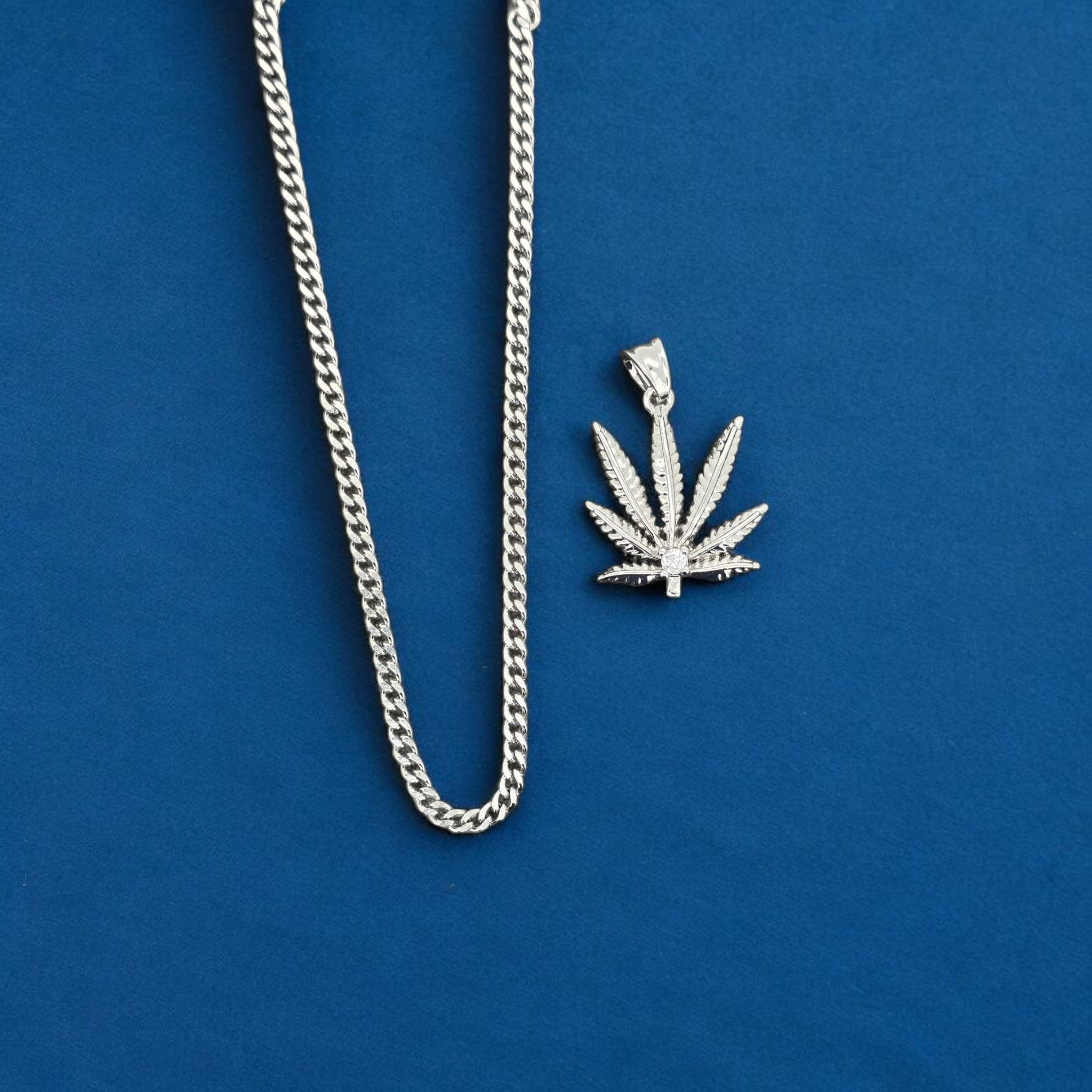 Stainless Steel Leaf Pendent and Chain Combo 24"