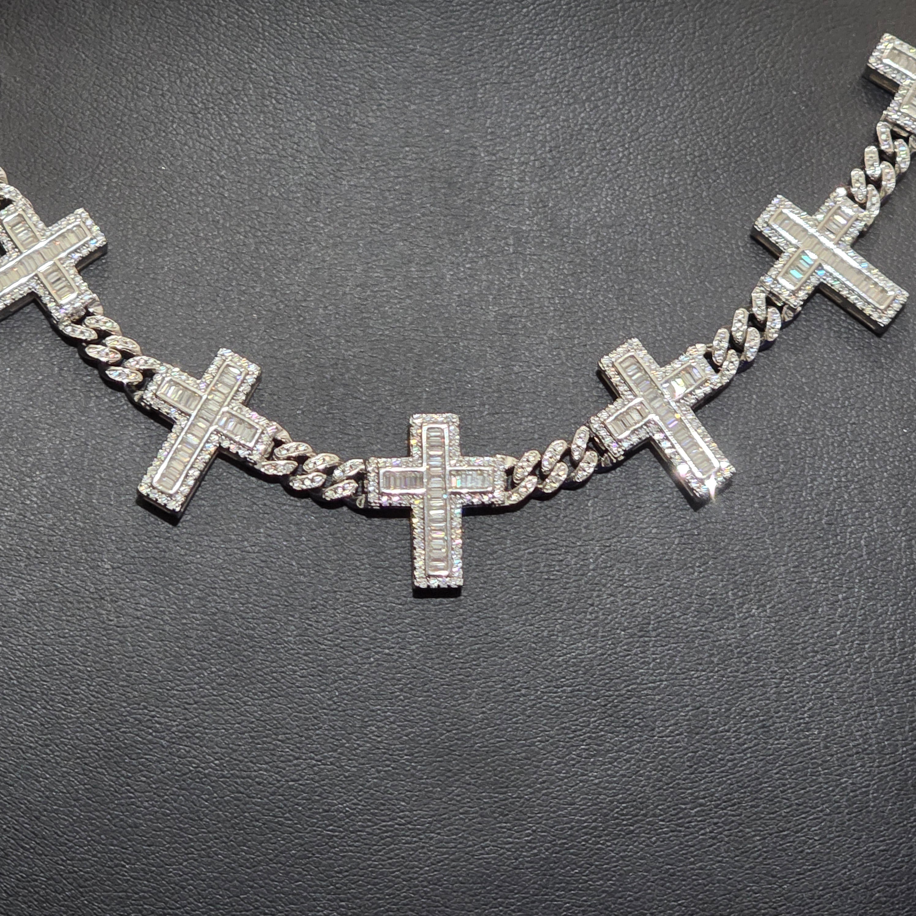 Silver Moissanite Cross Necklace